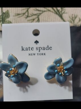 kate spade blue floral stud earrings